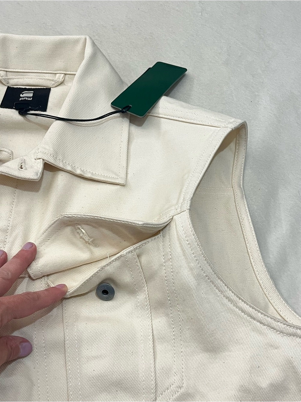 G-Star Originals Raw Denim Cream Color Sleeveless Denim Button Up Collared Vest - Picture 5 of 14